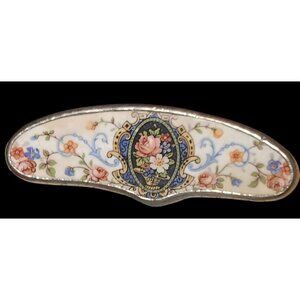 VTG 89' Carrigan Silver & Porcelain Floral Brooch Pin With Pastel Flower Design